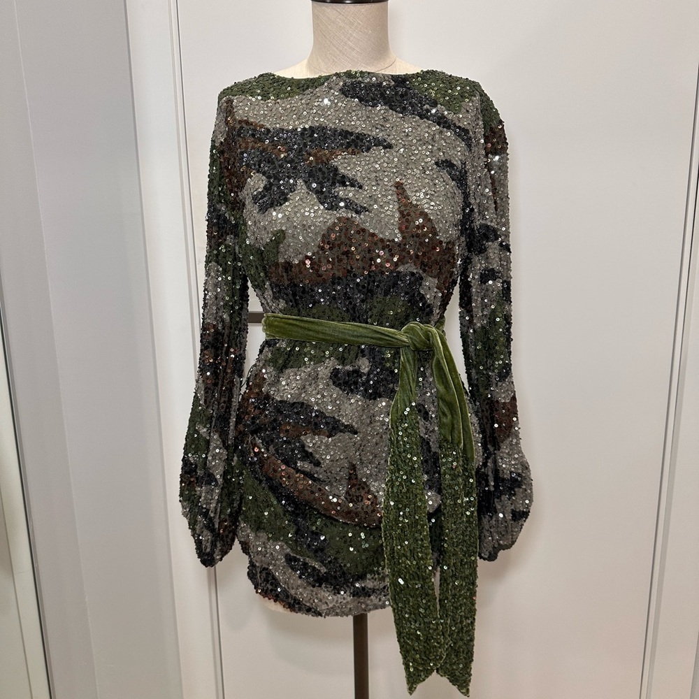 Retrofete Sequin Camo Mini Dress